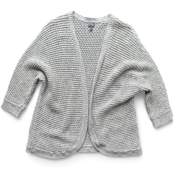 New York & Company Sweaters - New York & Company Y2K Soho Cotton Chunky Knit Gray Quarter Sleeve Cardigan L